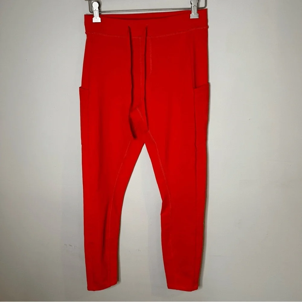 ALO RED DRAWSTRING LEGGINGS SIZE M